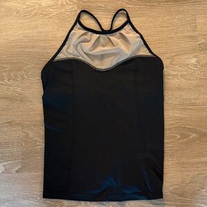 Women's Black Tank Top with Sheer Cream Mesh